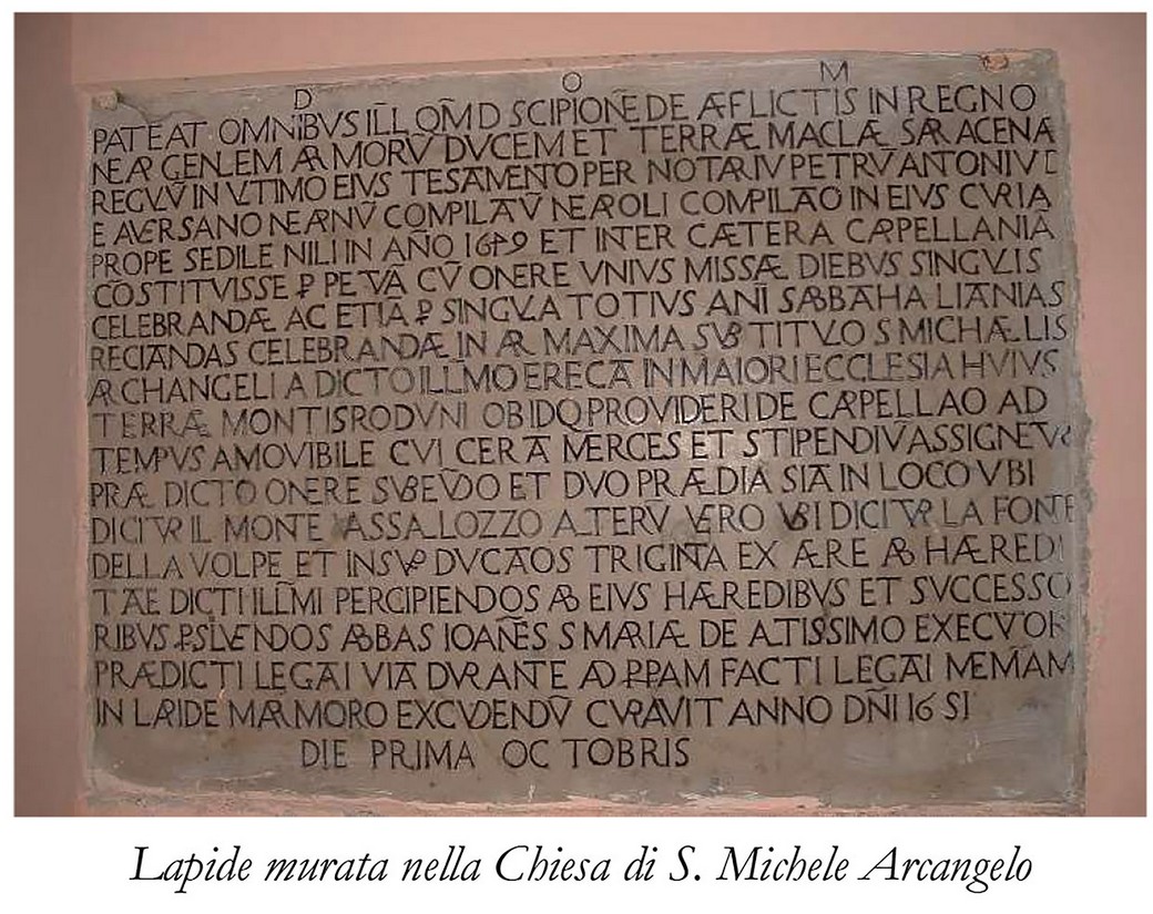 lapide murata nella Chiesa di S. Michele Arcangelo lapide murata nella Chiesa di S. Michele Arcangelo